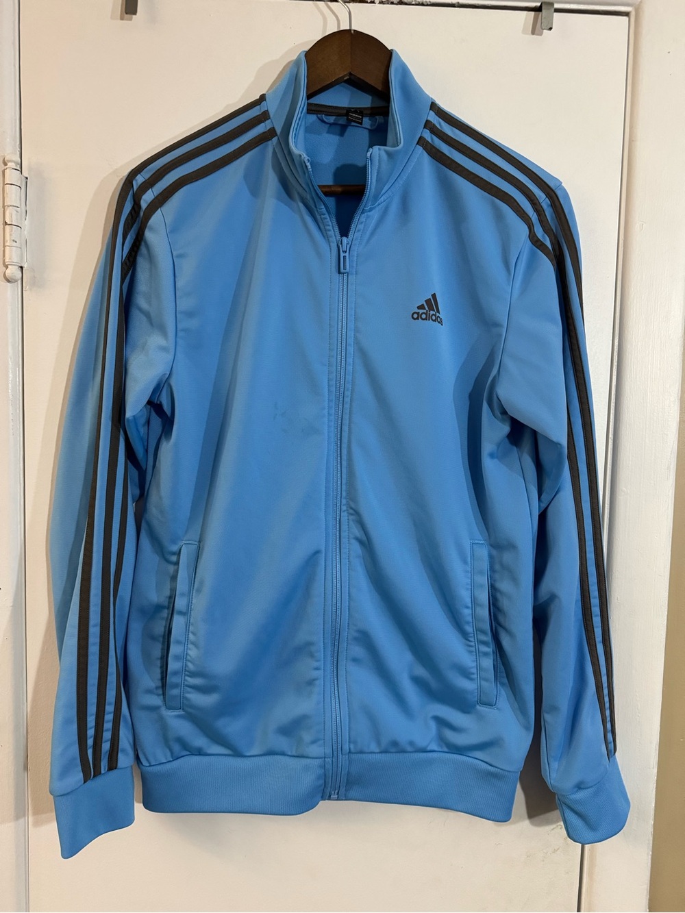 adidas Men’s Blue Performance Track Jacket with Black Stripes